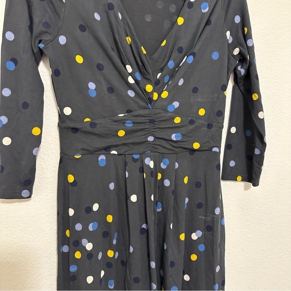 Boden Marion Polka Dot Jersey Dress 3/4 Sleeves V Neck Size 6 Regular - Picture 4 of 11